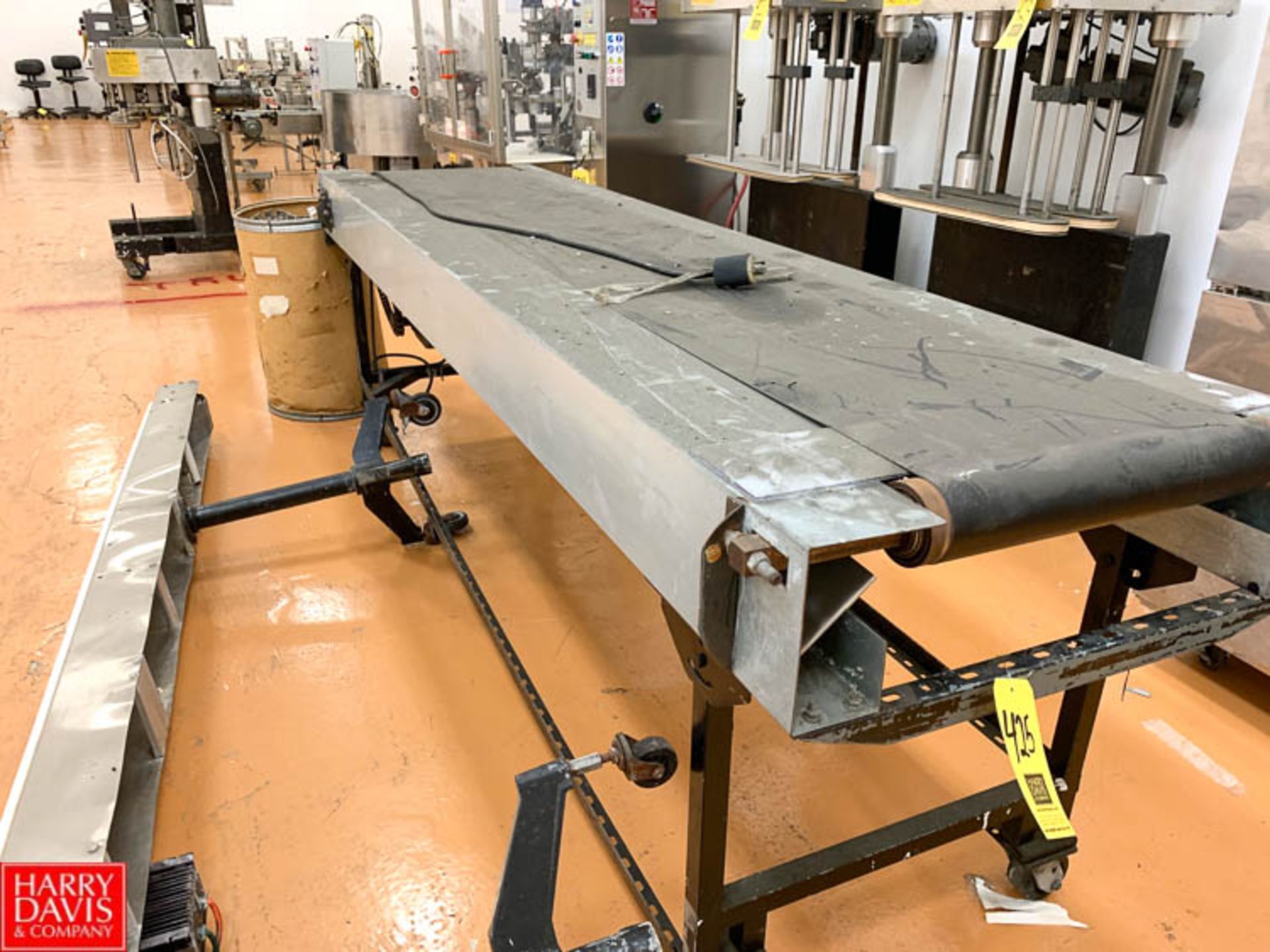 119" x 31" Wide Power Belt Conveyor, S/S Product Conveyor Frame and S/S Table Top Chain Rigging