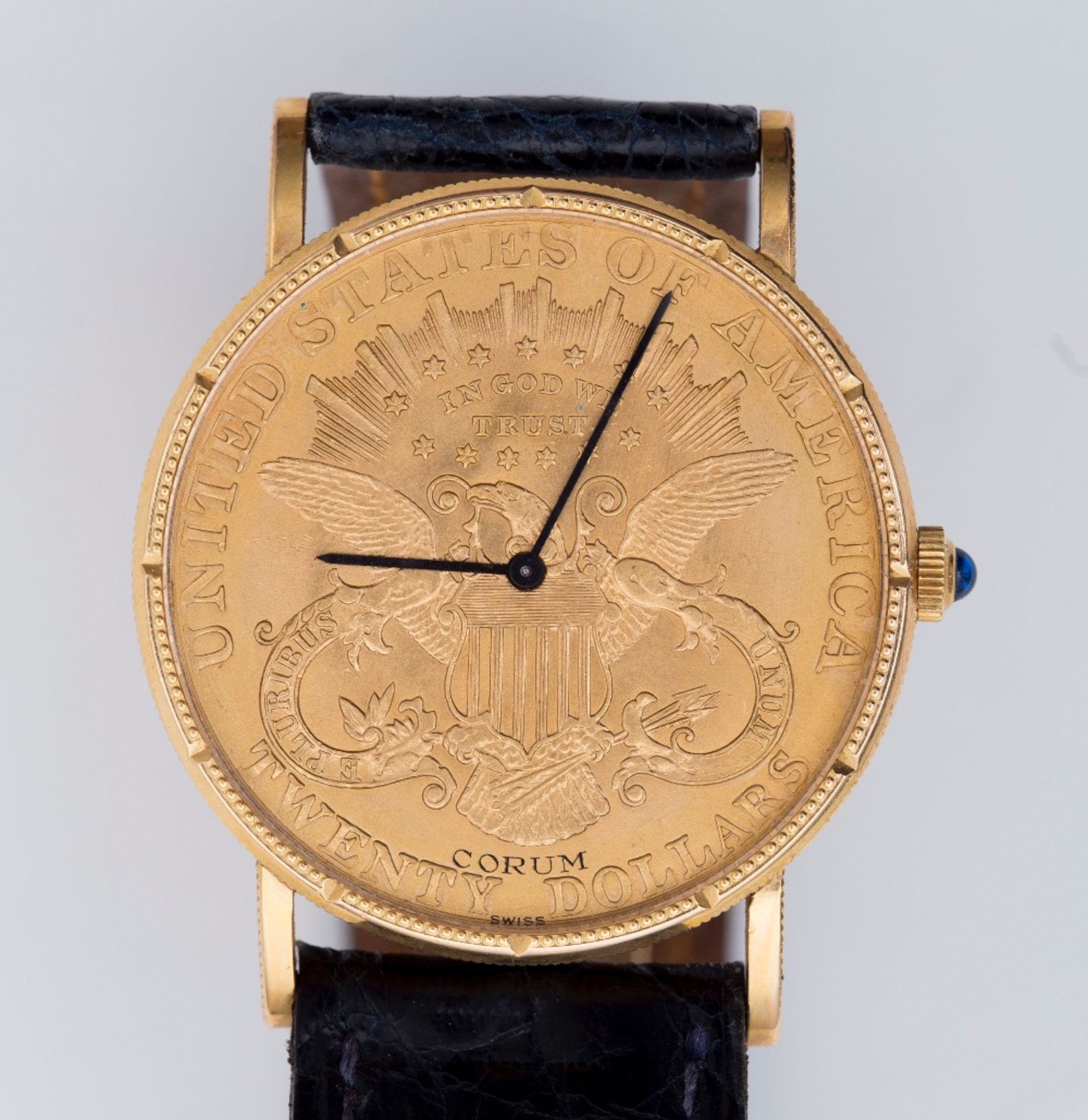 Corum Men's "Twenty-Dollar Coin" watch: 18 kt yellow gold case set with a yellow gold 20-dollar coin