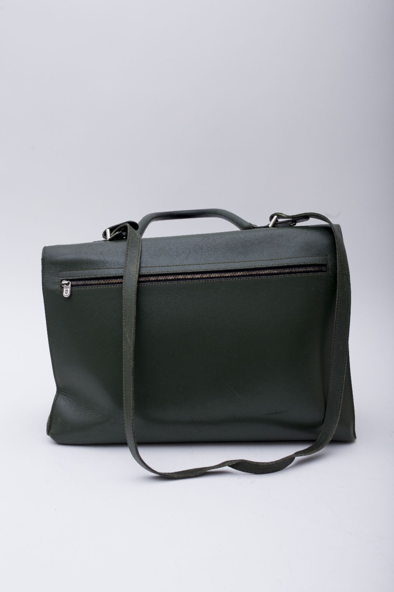 Delvaux Brillant handbag: Large model in full-grain forest-green leather, with shoulder strap. - Image 2 of 4