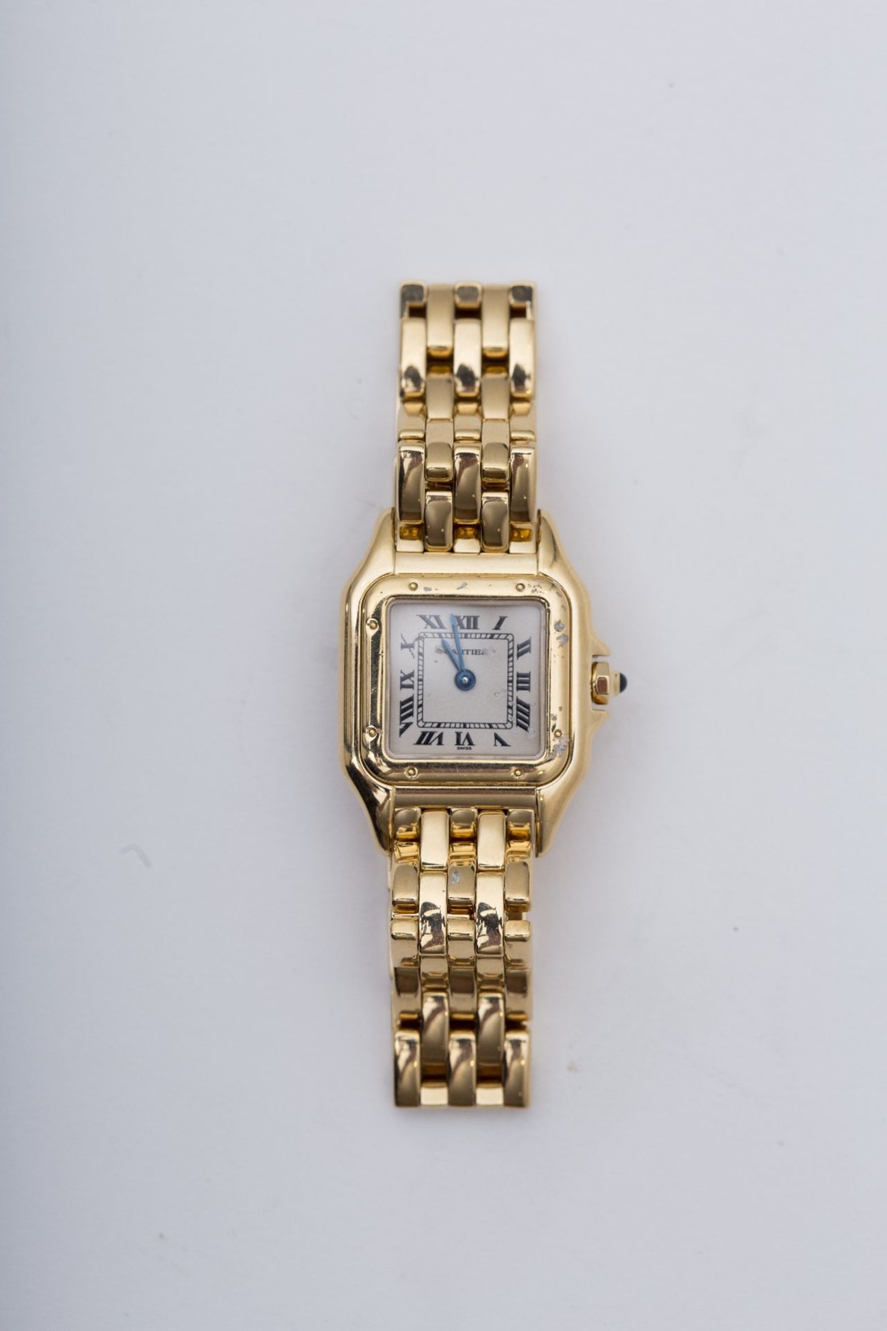 Cartier Square Lady's Santos panther watch: Small model in 18 kt yellow gold, square dial (20 x 20