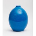 Boch La LouviereOvoid vase; Blue craquelure ceramic. Stamp under the base. H: 25 cm; D: 20 cm