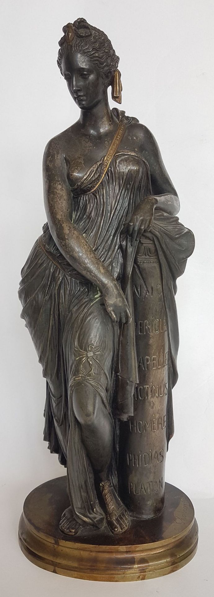 Émile François Chatrousse (1829-1896)Allegory of Greek arts, 1859; Bronze sculpture with black, - Image 2 of 8