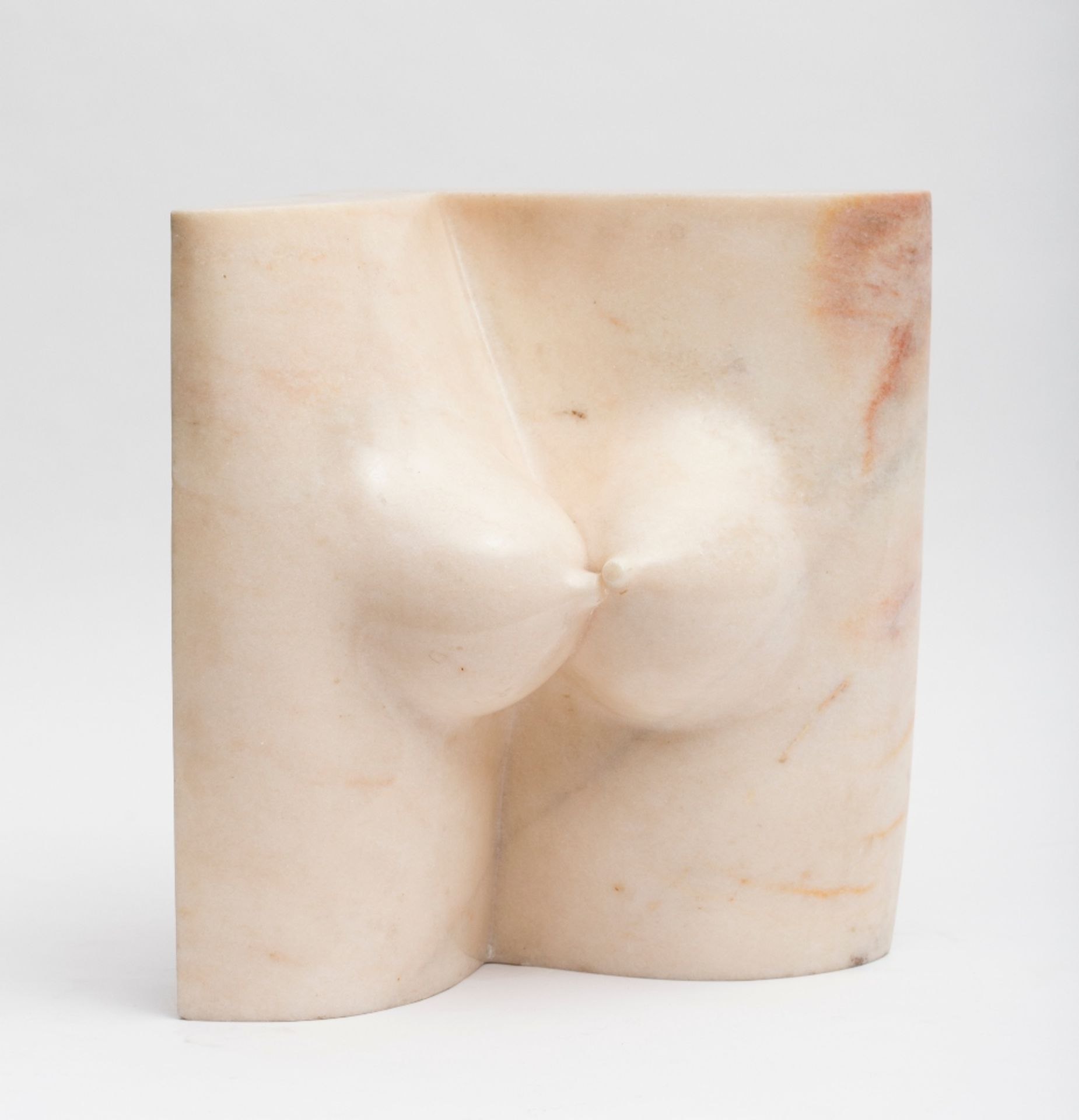 Felix Roulin (Born in 1931)Breasts; Pink marble sculpture. 39.5 x 32 x 25 cm