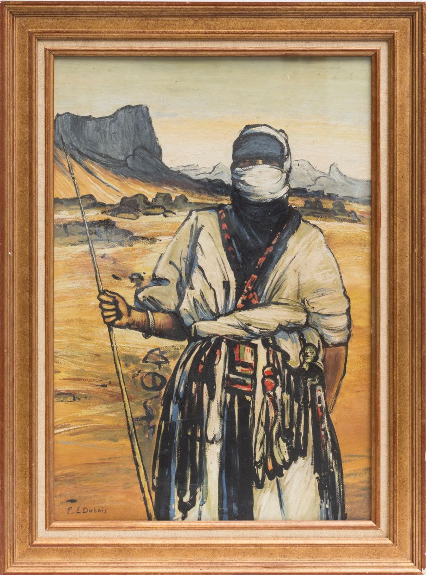 Paul Elie Dubois (1886-1949)Tuareg warrior; Oil on panel. Signed at lower left. Note: An