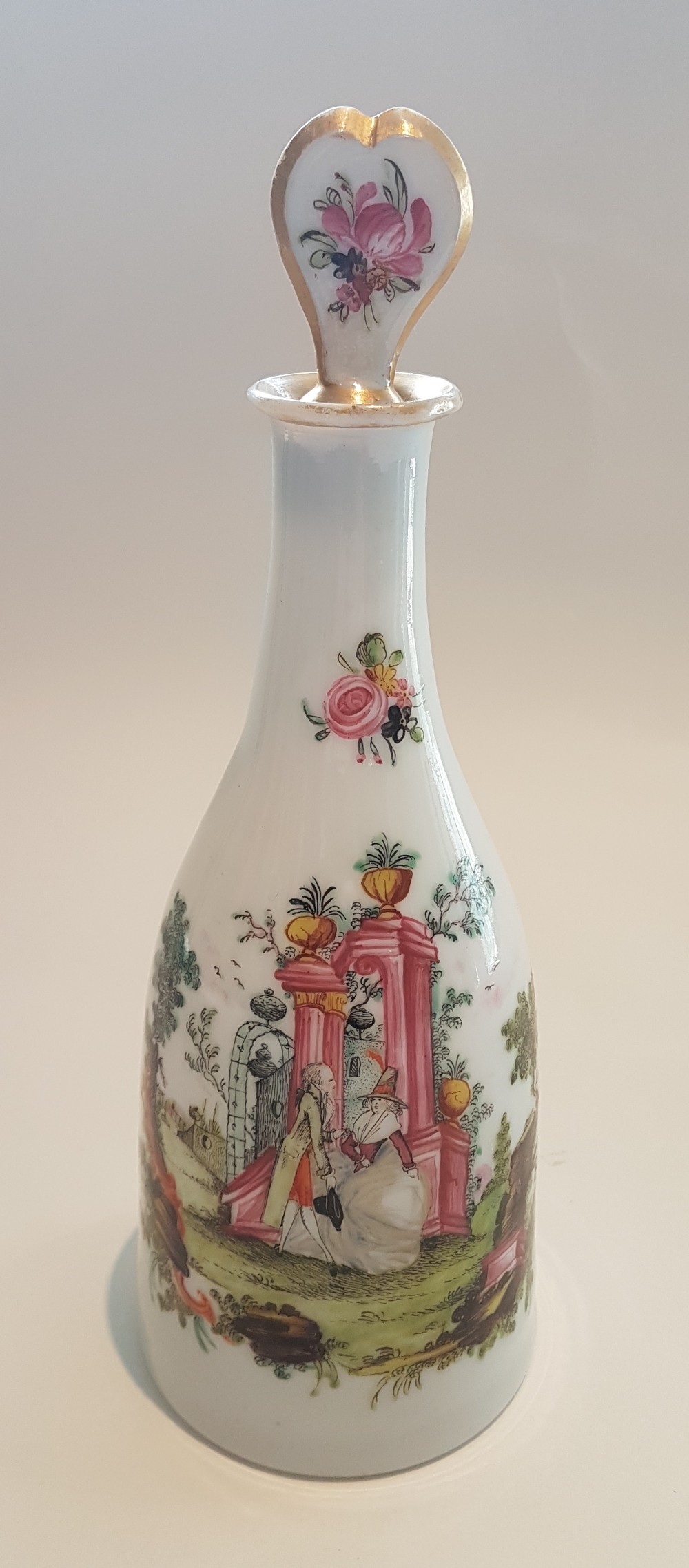 La Granja factory, Spain, 18th century.Opaline glass carafe with its heart-shaped stopper;