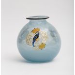 Marcel Goupy (1886-1954) Hoopoe, around 1920; Slightly bluish bubbled glass with enamelled décor