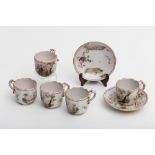 Marseille; La Veuve Perrin factory, 18th centurySet of five cups and saucers; Earthenware with