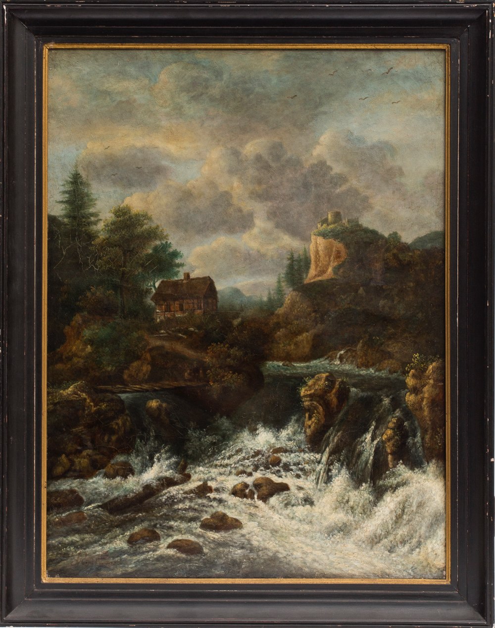 Follower of Jacob Isaacszoon van Ruisdael (1628/1629-1682)Waterfall landscape; Oil on canvas bearing