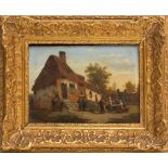 Hendrik Adolf Schaep (1826-1870)Village scene; Oil on panel signed 'H. Schaep' at lower left.