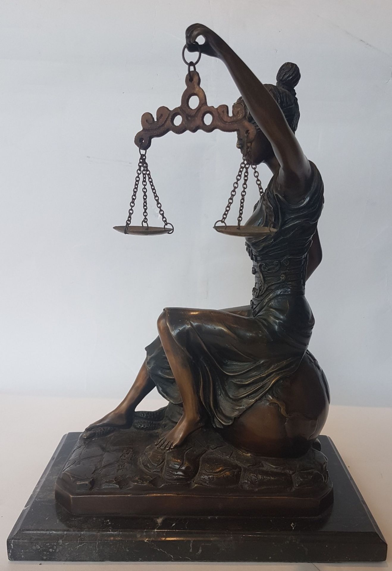 Clément Léopold Steiner (1853-1899)Justice; Bronze sculpture with brown patina. Signed Steiner. - Image 3 of 5