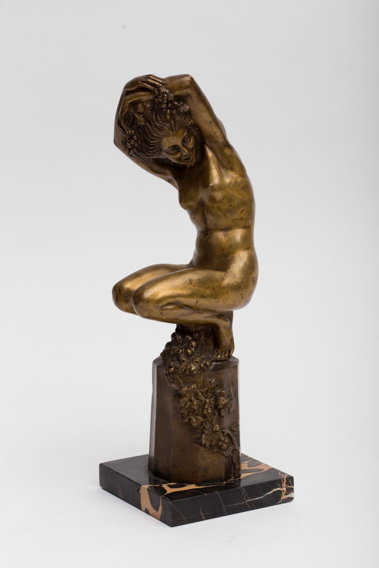 Raymonde Guerbe (1894-1995) aka Andrée Guerval Maenad; Bronze sculpture with brown and golden