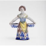 DelftPeasant; Two-sided polychrome earthenware sculpture. H: 18.5 cm