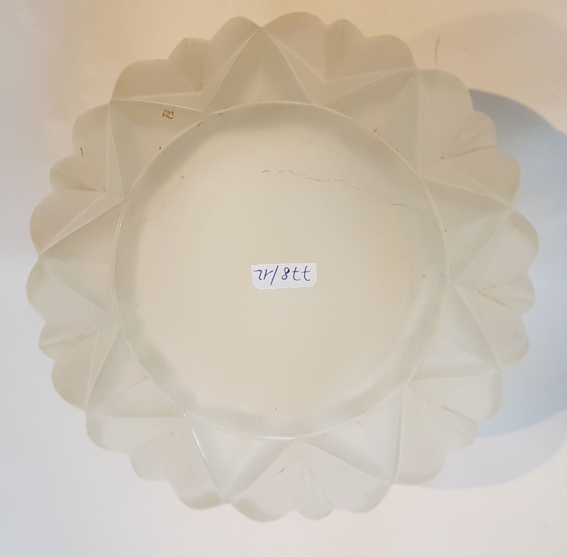 André Hunebelle (1896-1985)Prism; Moulded pressed opalescent white glass vase. Signed. H: 20 cm - Image 2 of 3