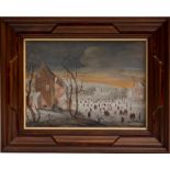 17th century Flemish schoolPair of winter scenes; Gouache on paper marouflaged on wood. Under