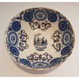 18th centuryBowl depicting children playing; Earthenware bowl with blue décor featuring a scene of