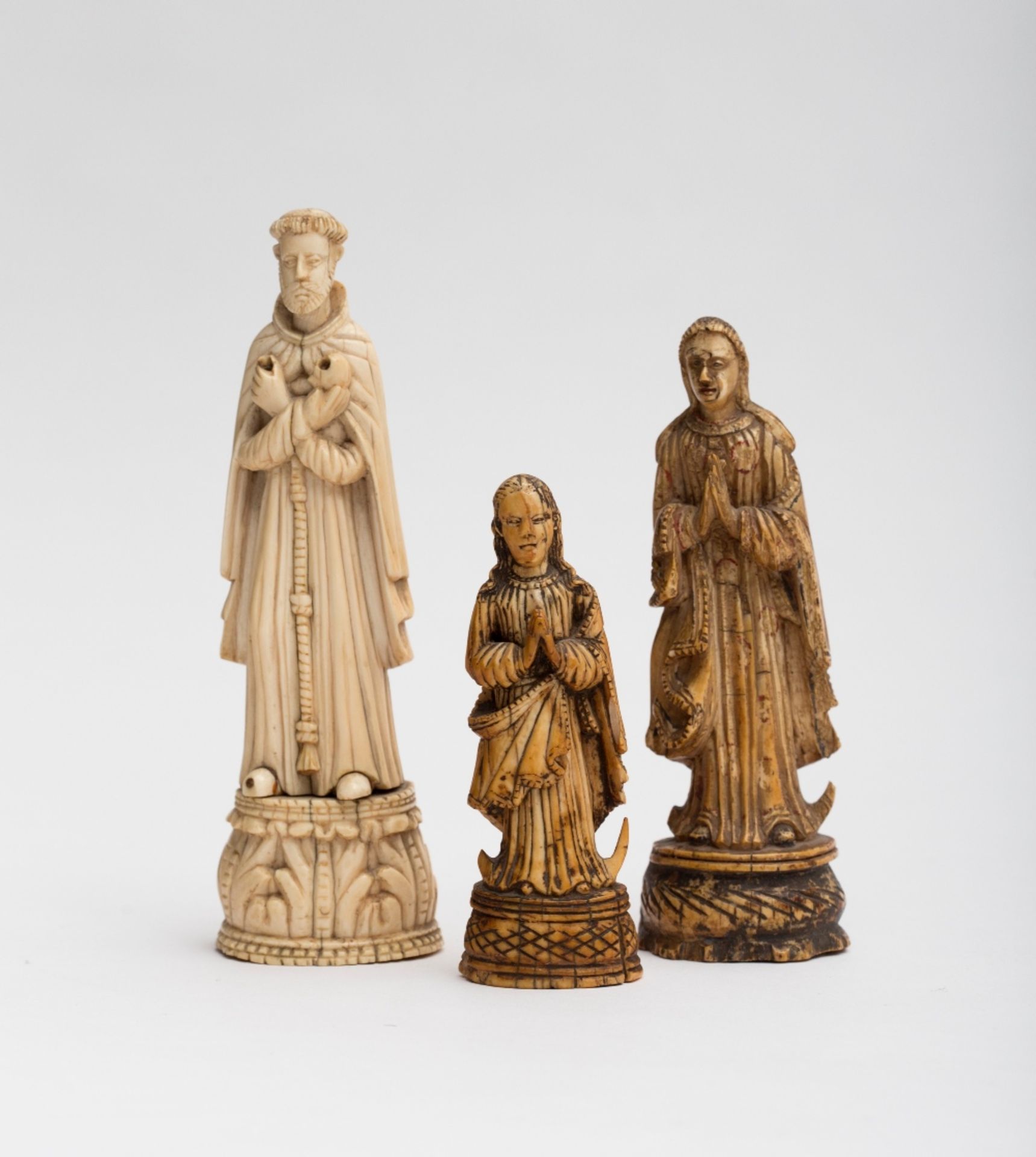 17th, 18th and 19th centuryCollection of religious subjects; Carved ivory depicting two holy