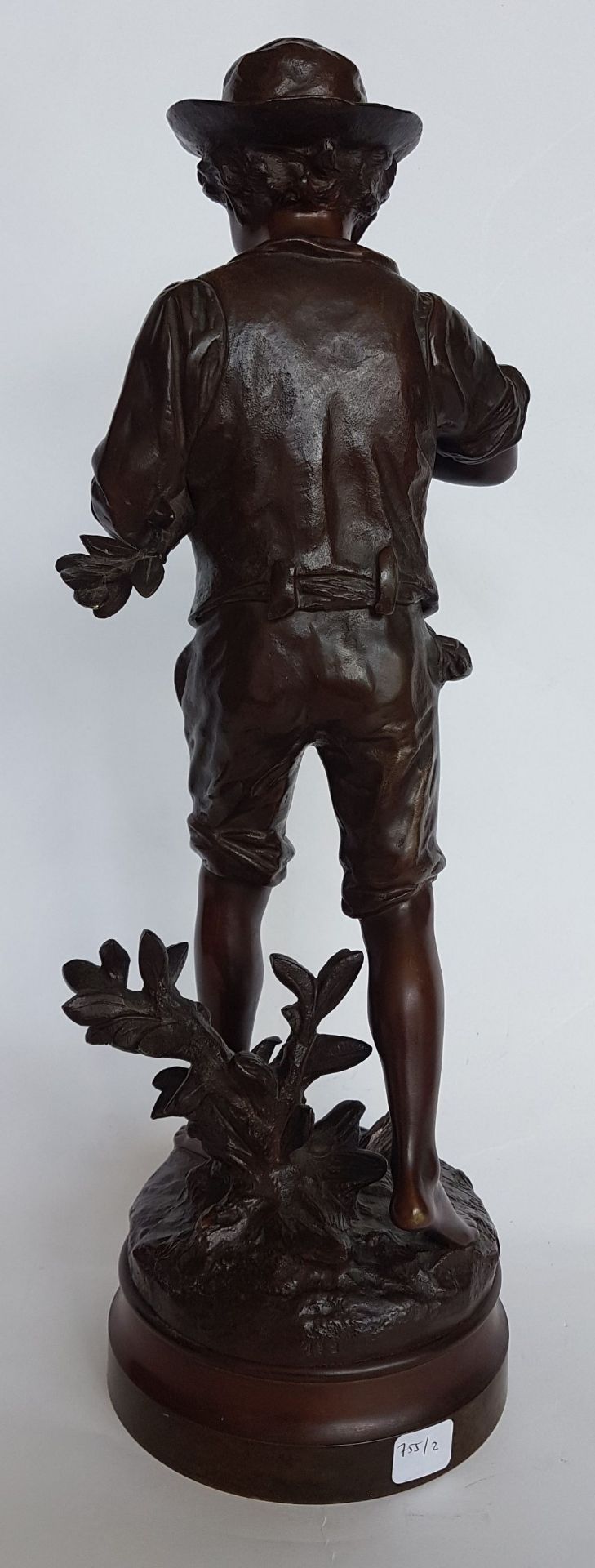 Hippolyte François Moreau (1832-1927)Field flute; Bronze sculpture with dark brown patina. Signed " - Image 4 of 5