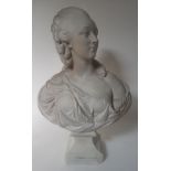 Augustin Pajou (1730-1809). After.Bust of Madame du Barry ; Plaster sculpture. Bears an