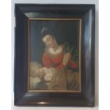 AnonymousMadonna and child; Oil on panel. In a wooden frame. 35.5 x 25.5 cm