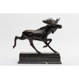 Berthold Nebel (1889-1964)Elk; Bronze sculpture with dark brown and dark green-shaded patinas.