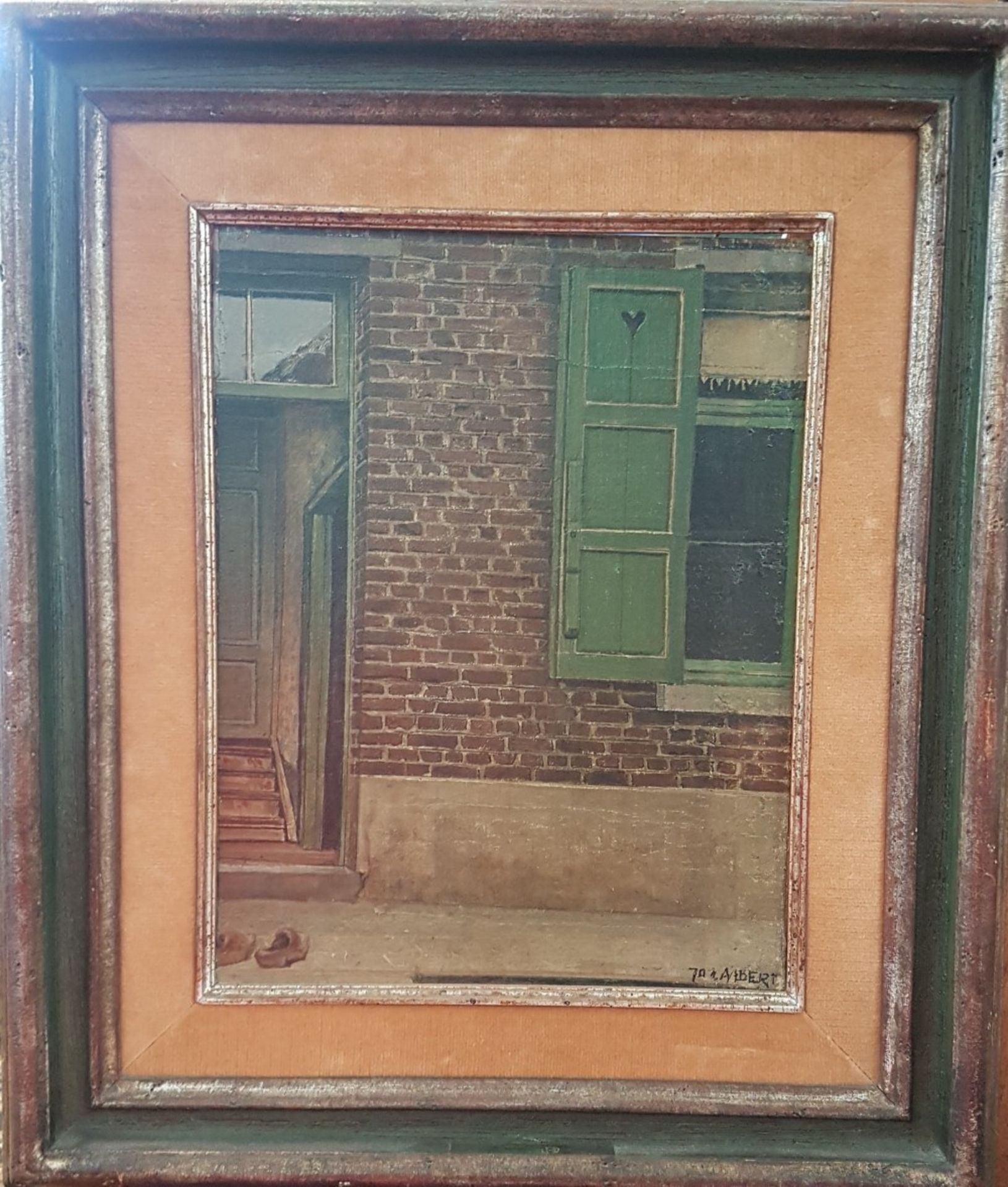 Joseph Albert (1886-1981)The green shutter; Oil on marouflaged canvas on panel. Signed at lower