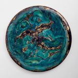 Jean Mayodon (1893-1967)Procession of Nereids and Tritons; Ceramic dish with blue, green, navy