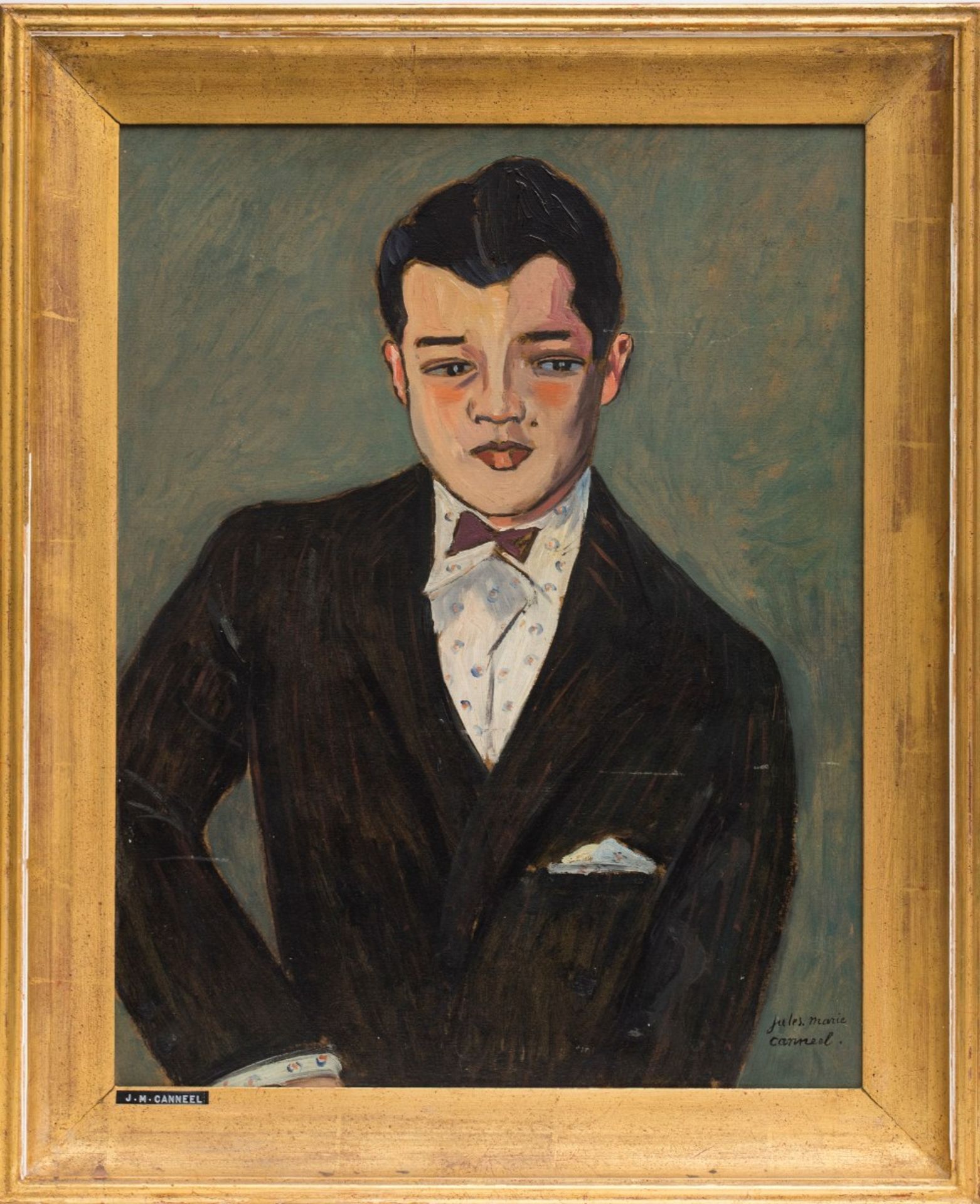 Jules Marie Canneel (1881-1953) Portrait of Mr. Vho Van; Oil on paperboard. Signed at lower right.