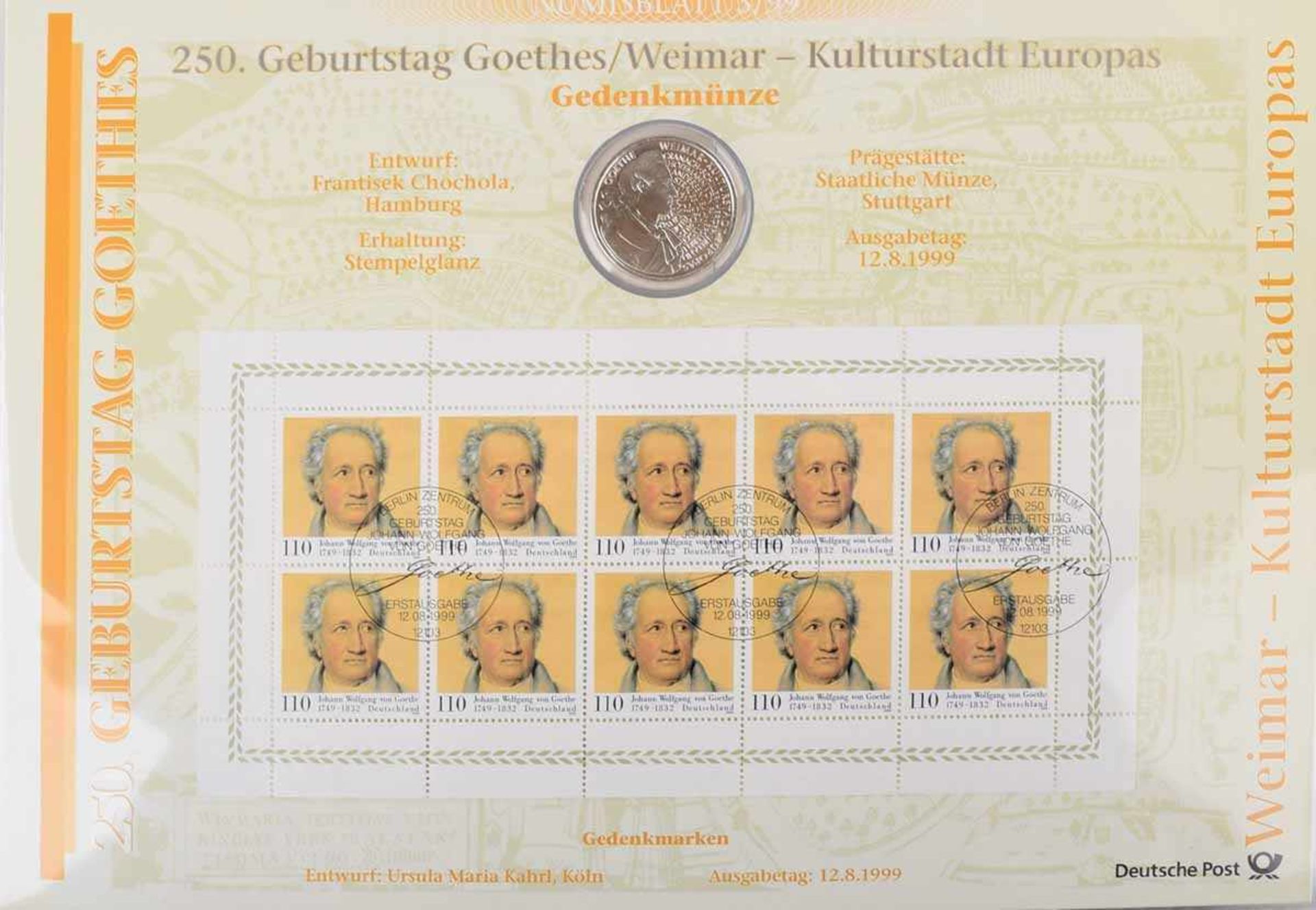 Konvolut Numisbriefe und Numisblätter Bundesrepublik insg. über 20 Stück, dabei: 1 x Posten - Bild 3 aus 3