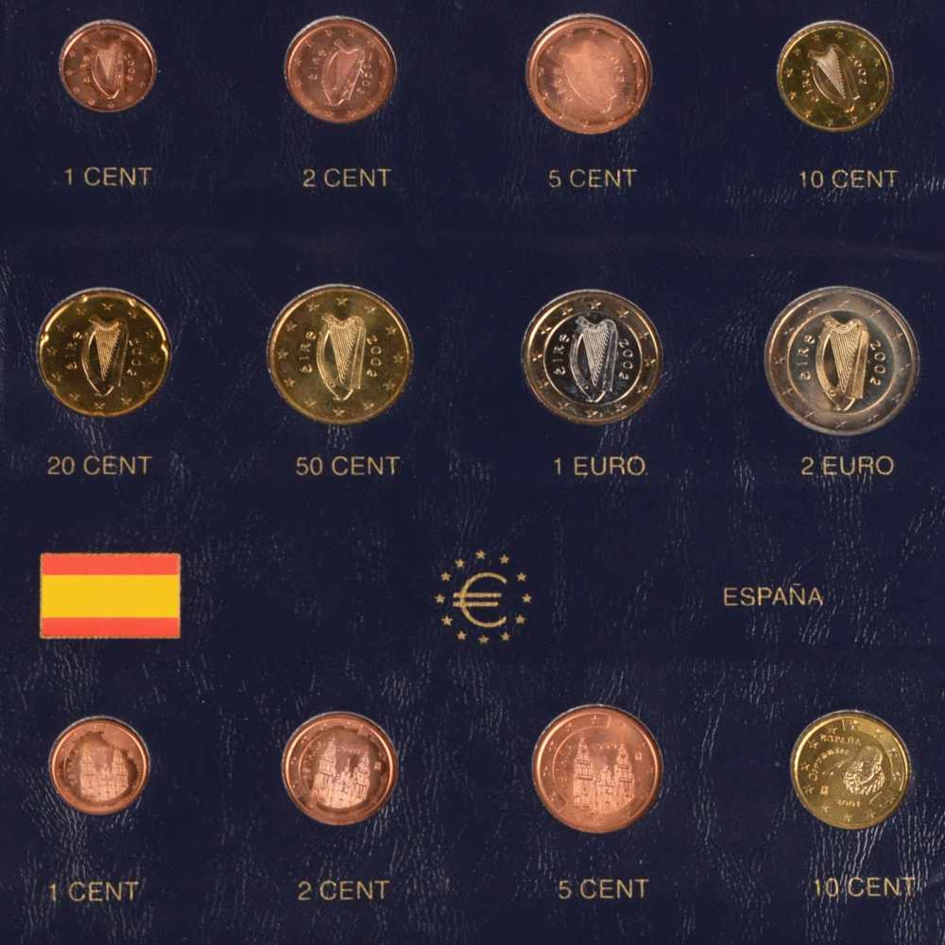 Sammlung Euro-Münzen insg. 12 komplette Ländersätze von 1 Cent-2 Euro, dabei: Belgien,