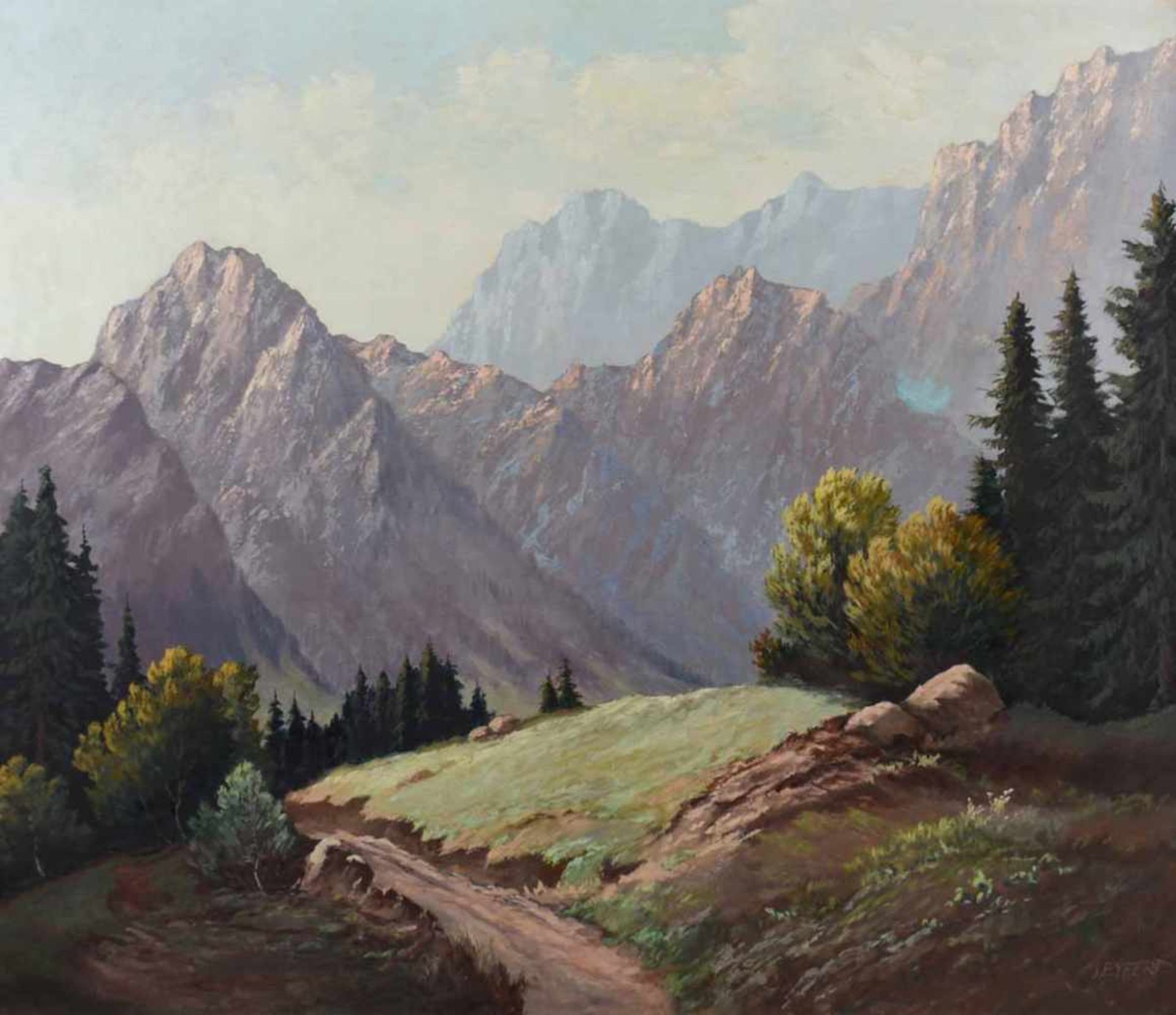 Seyert, Paul Öl/Hartfaser, Gebirgslandschaft, rechts unten signiert, gerahmt, ca. 84 x 115 cm, mit - Bild 2 aus 4