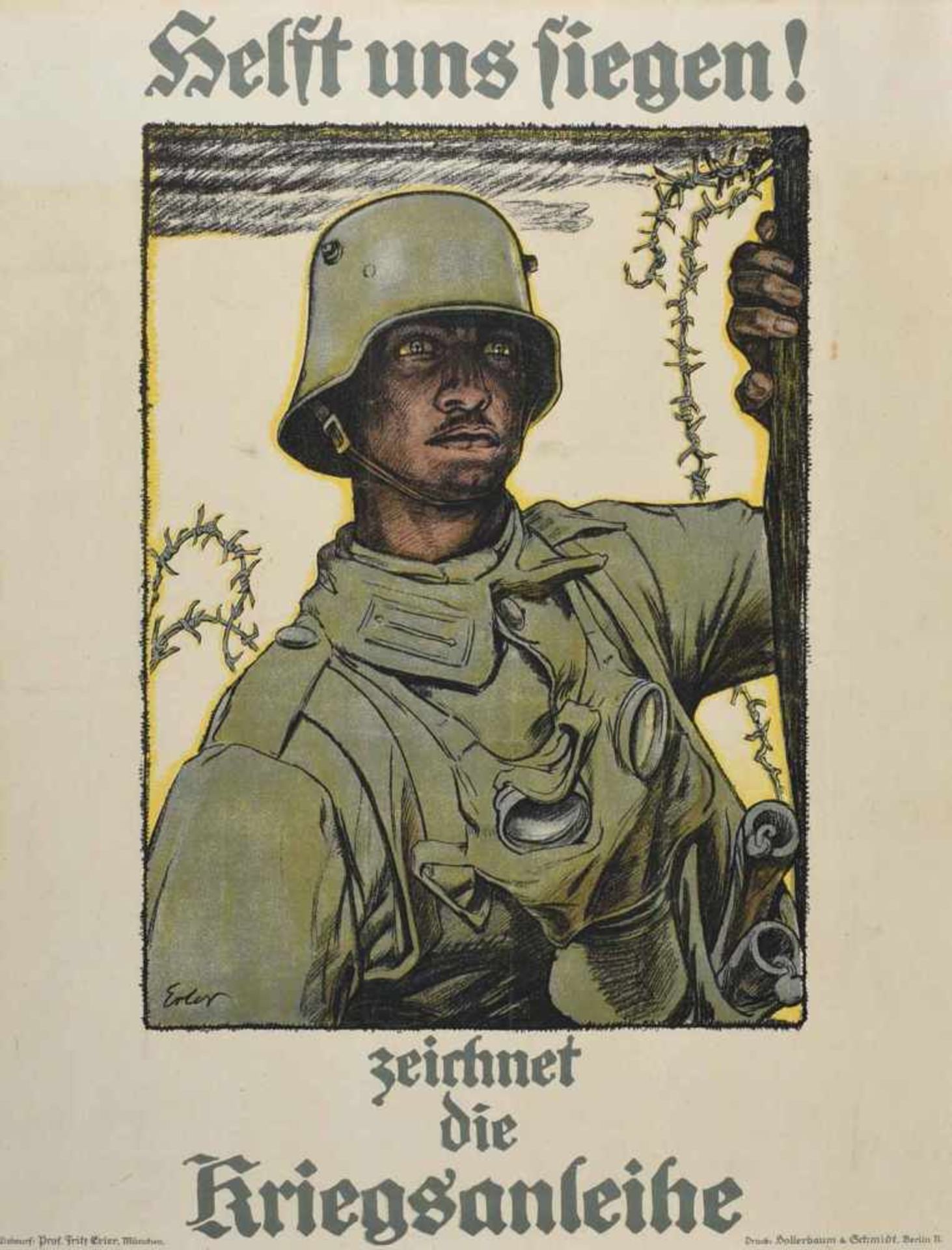 Plakat Erster Weltkrieg Farblithografie nach dem Entwurf von Fritz Erler (1868 Frankenstein - - Bild 2 aus 2