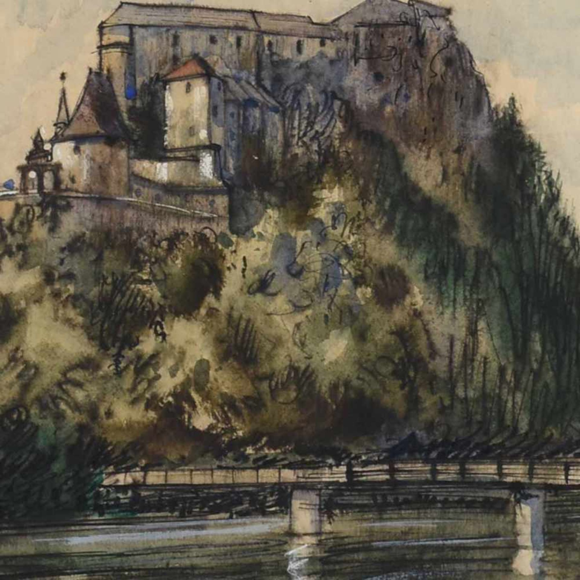 Beckert, Fritz (1877 Leipzig - 1962 Dresden) Aquarell und Tuschfeder auf Papier, mittelalterliche