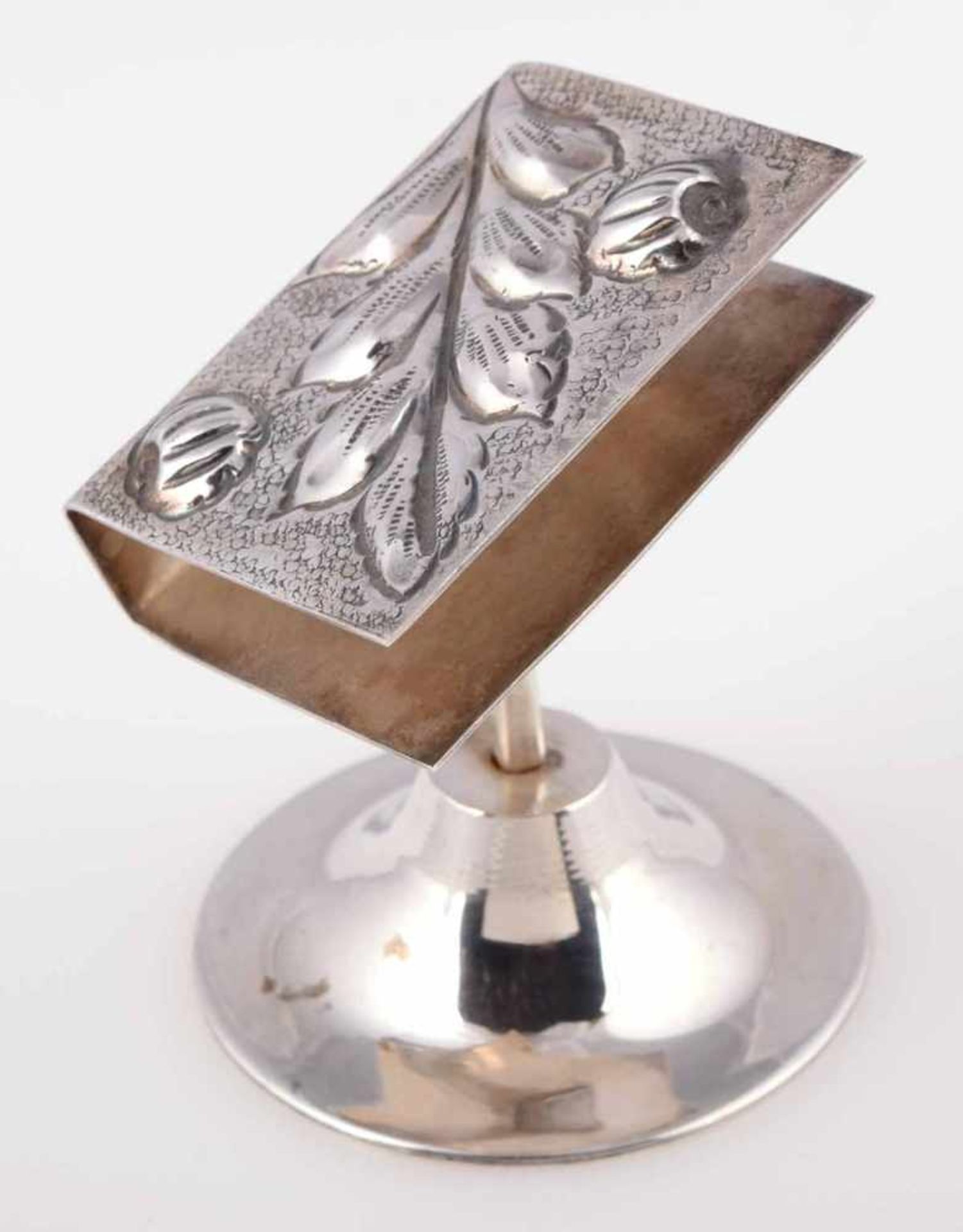 Ständer für Streichholzschachtel Silber 900, gemarkt "Kivircik", buchförmige Halterung mit - Image 2 of 3