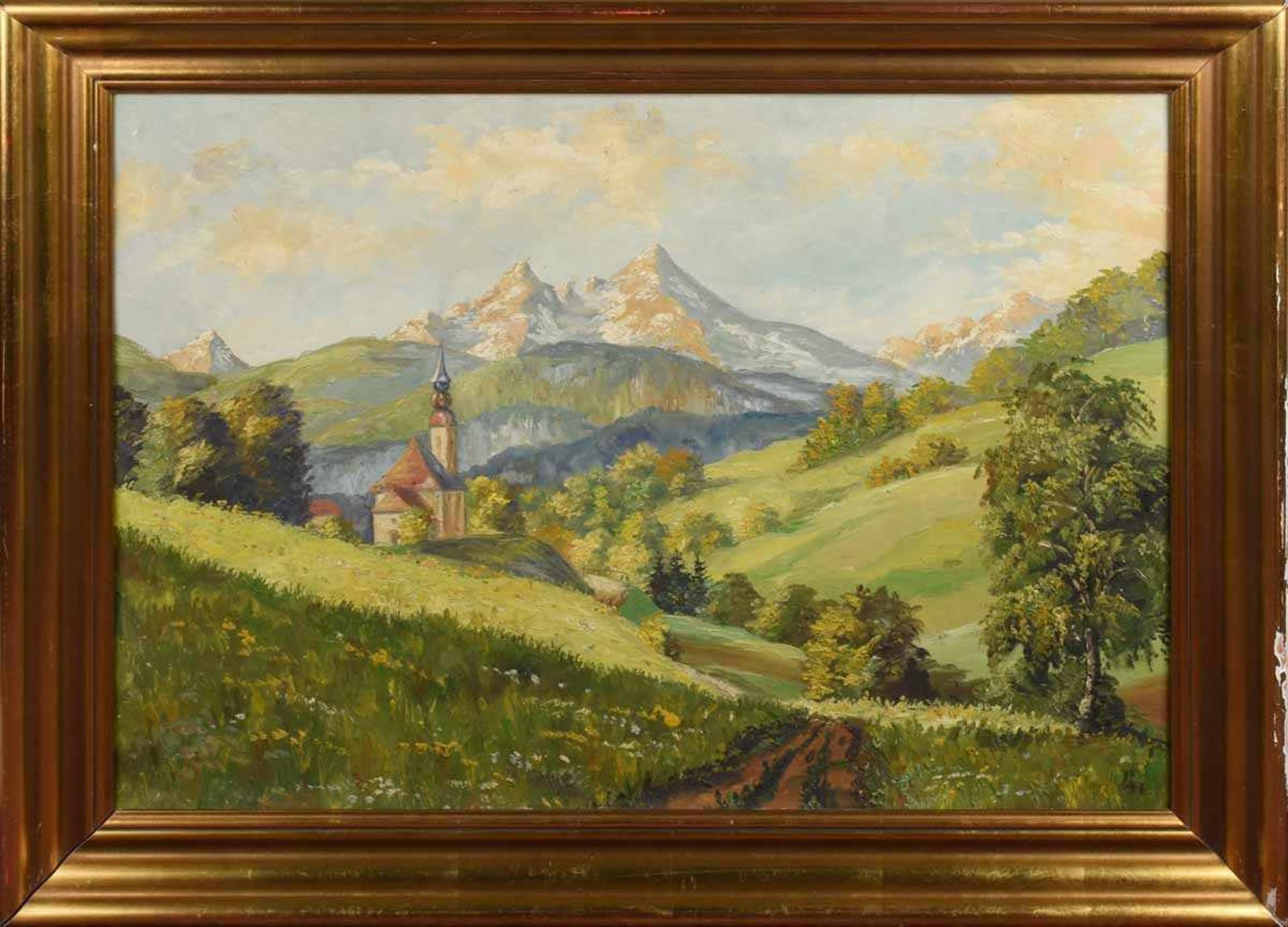 Hennig, Fritz Leopold (1885 Danzig - 1951 Dresden) Öl/Karton, Vorgebirgslandschaft mit - Bild 3 aus 4