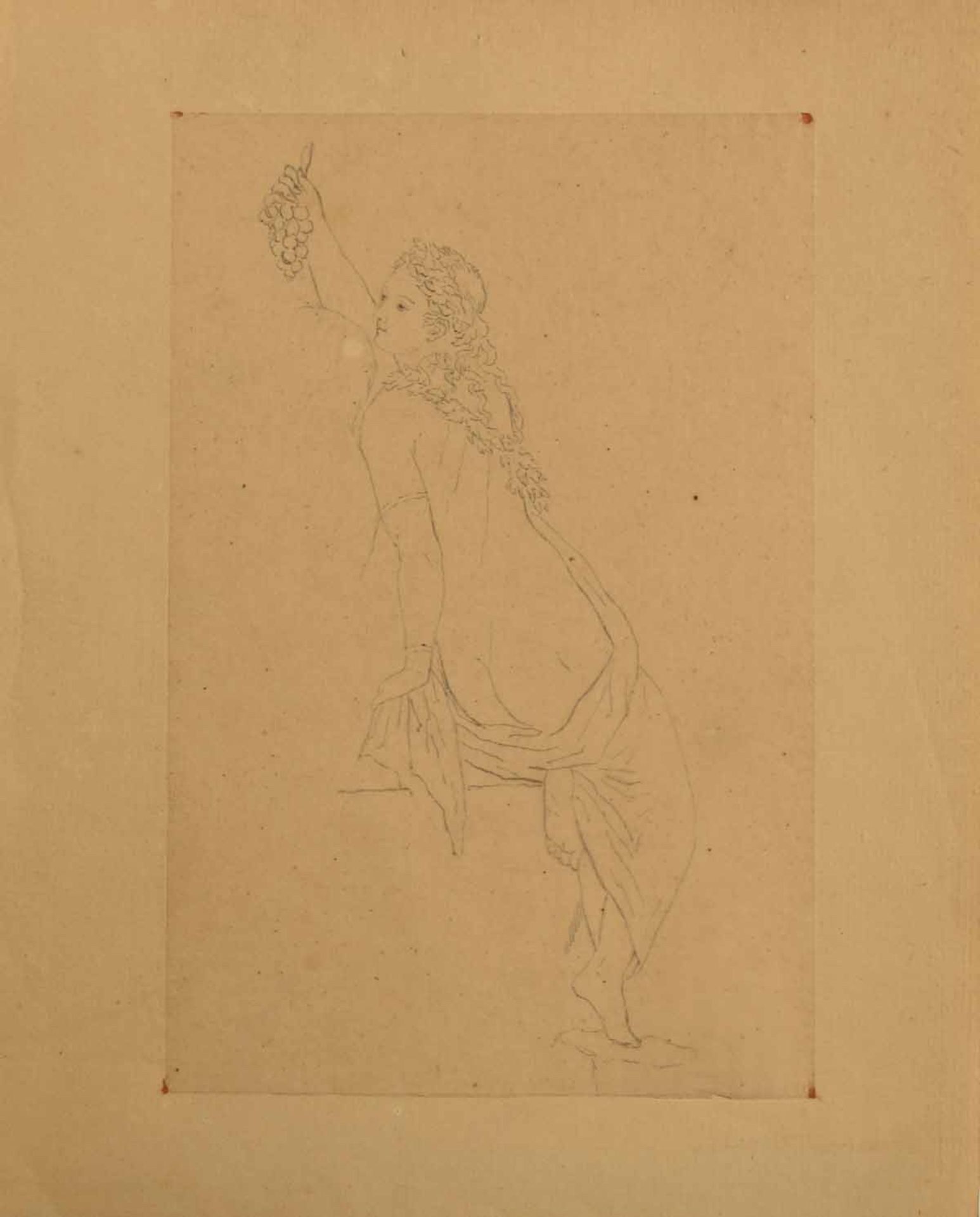 Unbekannter Zeichner des Klassizismus Blei auf feinem Transparentpapier, Bacchantin, Rückenansicht - Bild 2 aus 2
