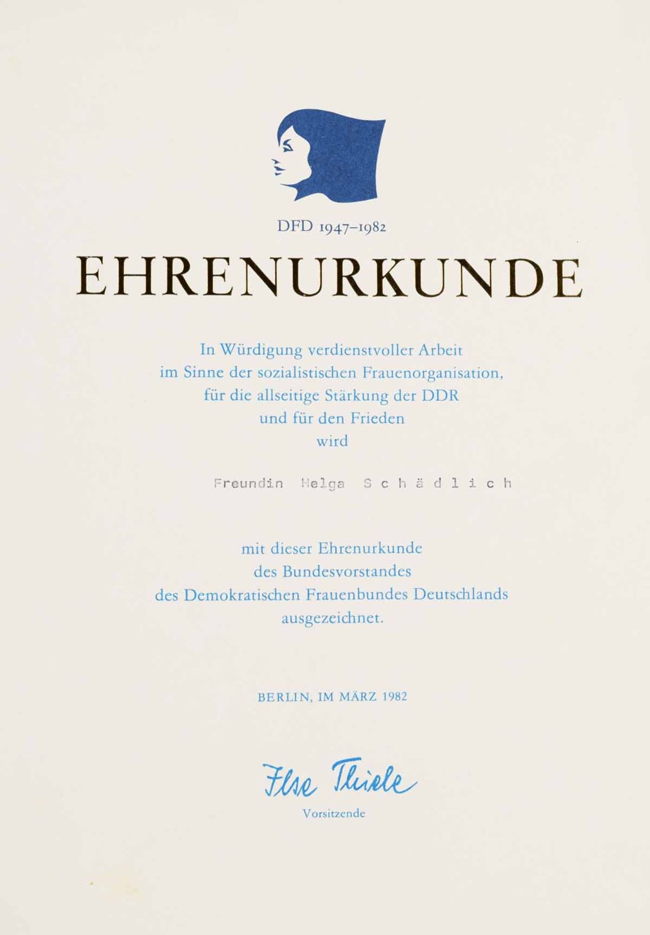 Urkunden, Foto und Zeitungsausschnitt DDR aus dem Nachlass des 1. Sekretärs der SED-Kreisleitung - Bild 3 aus 3
