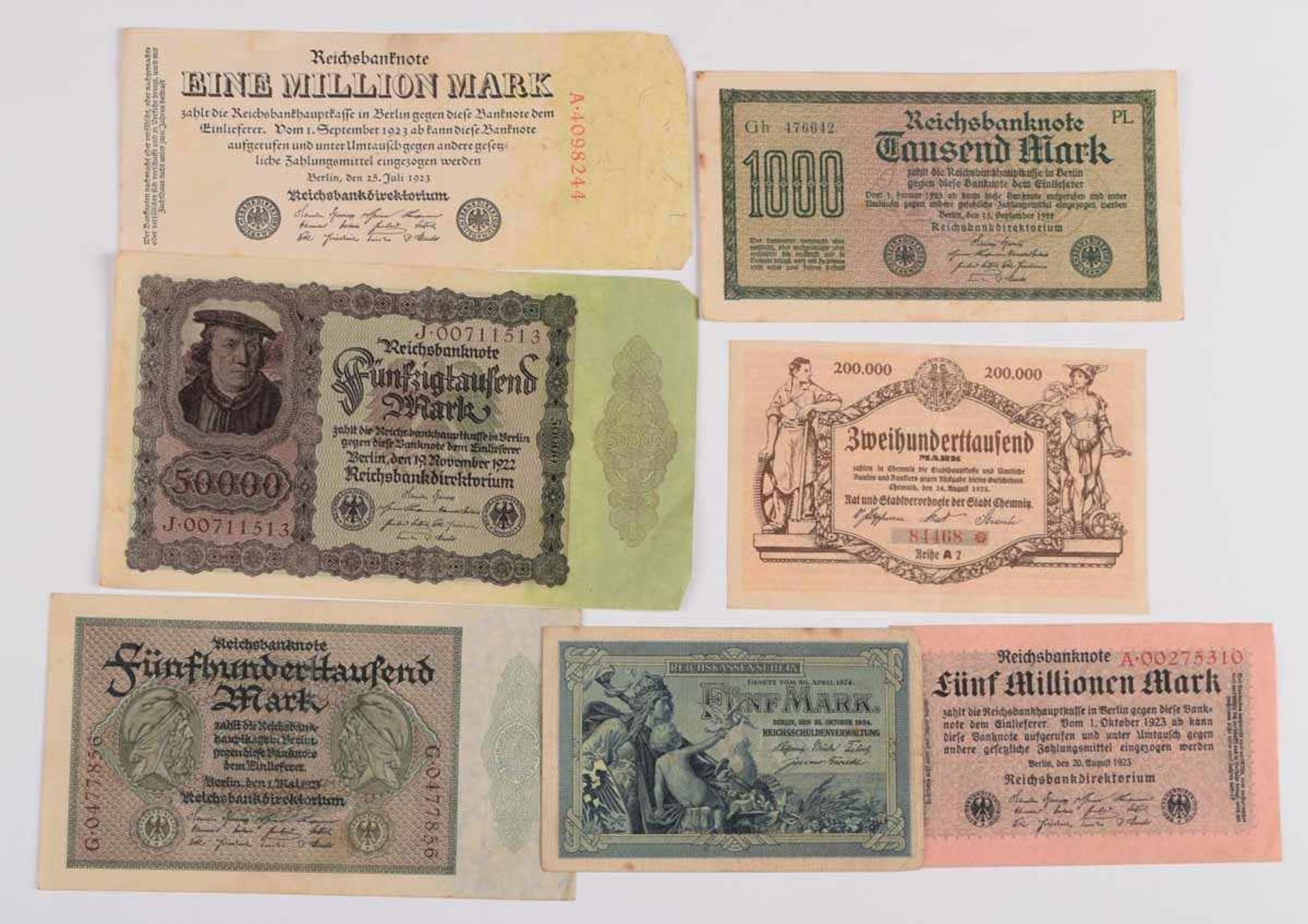 Konvolut Papiergeld insg. wohl an die 80 Stück, dabei u.a.: 1 x 100 Millionen Mark Deutsche - Bild 3 aus 3