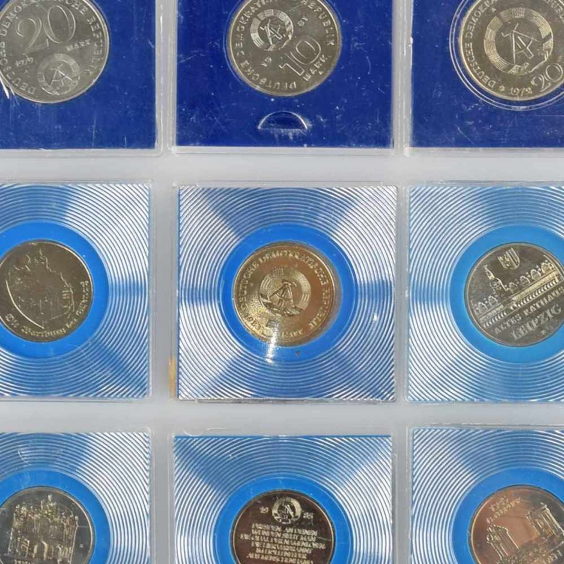 Konvolut Münzen DDR insg. ca. 21 Münzen DDR zu 5, 10 und 20 Mark, dabei u.a.: 1 x 5 Mark "