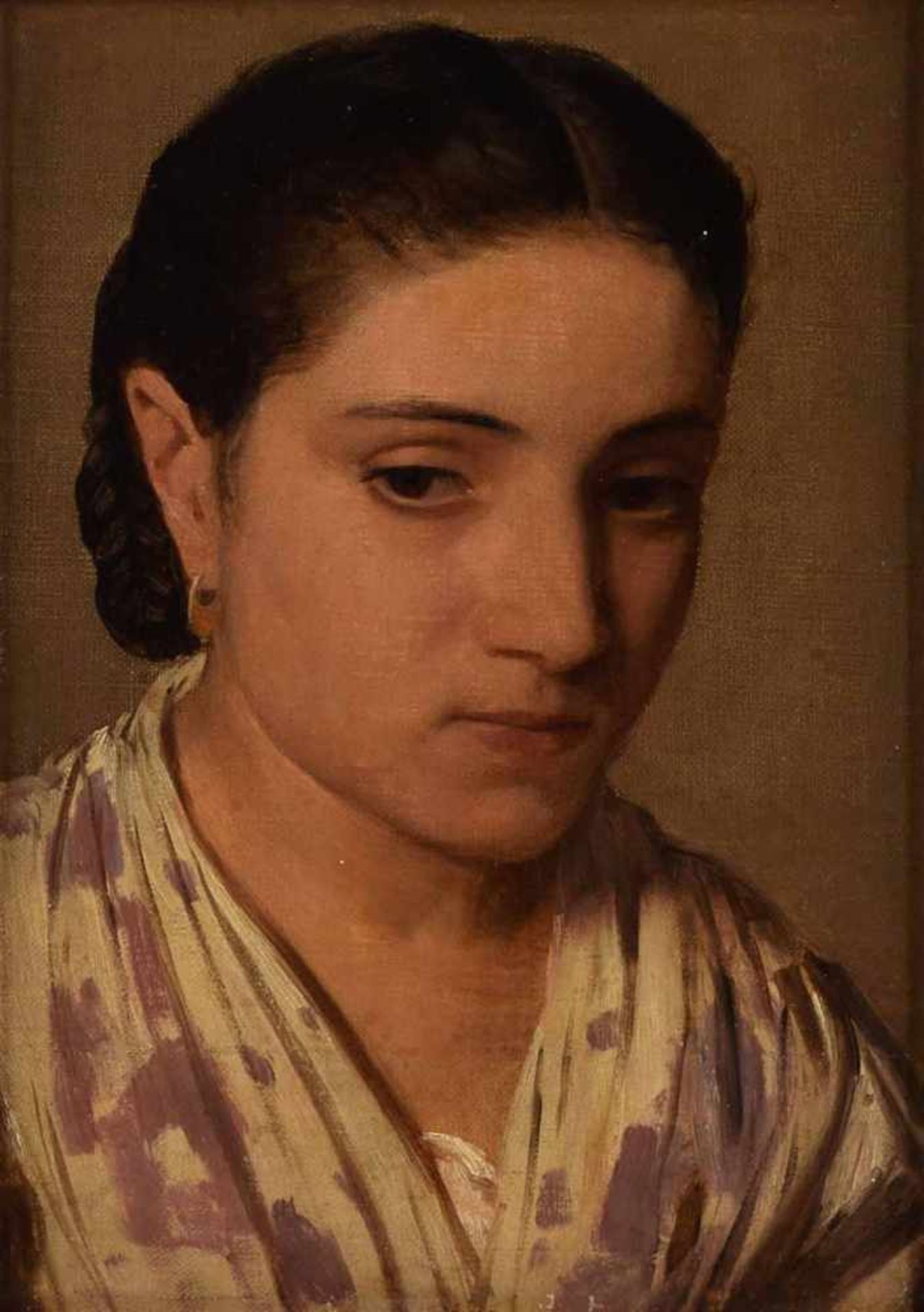 Schick, Rudolf (1840 Berlin - 1887 ebd.) Öl/Lwd. auf Karton, Porträt einer jungen Italienerin, verso