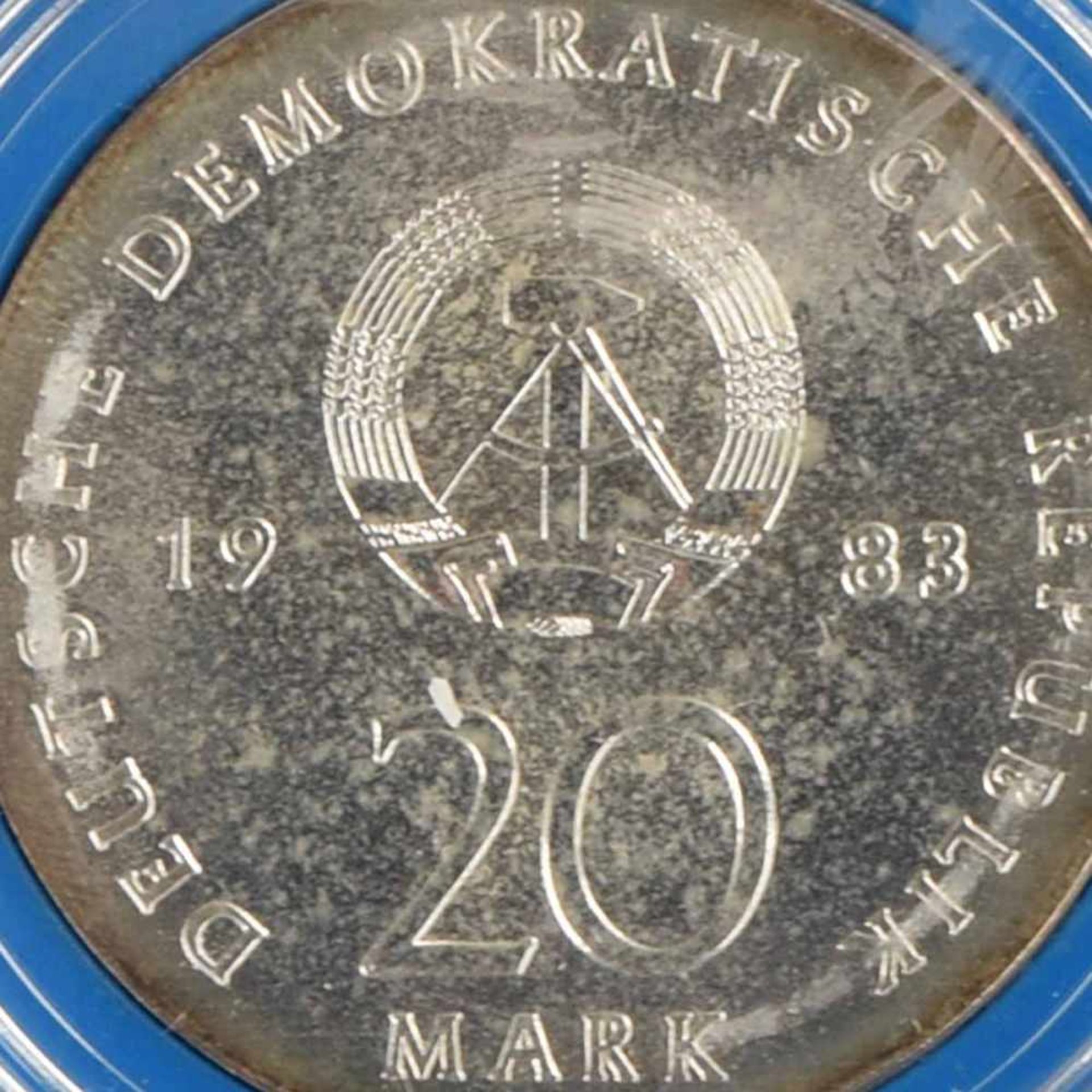 Silbermünze DDR 1983 20 Mark "500. Geburtstag von Martin Luther" 1983, 500/1000, D 33 mm, DDR-