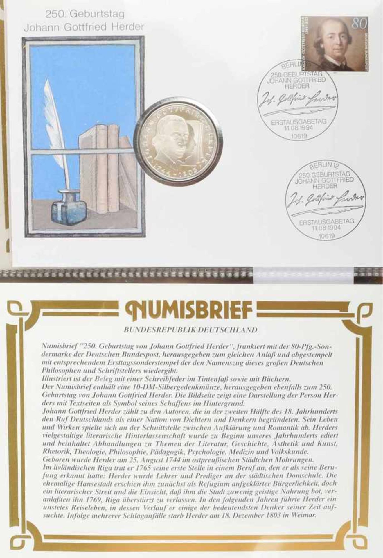 Sammlung Numisbriefe Bundesrepublik insg. ca. 26 Stück, je Sonderumschlag mit Sondermarke und - Bild 3 aus 4