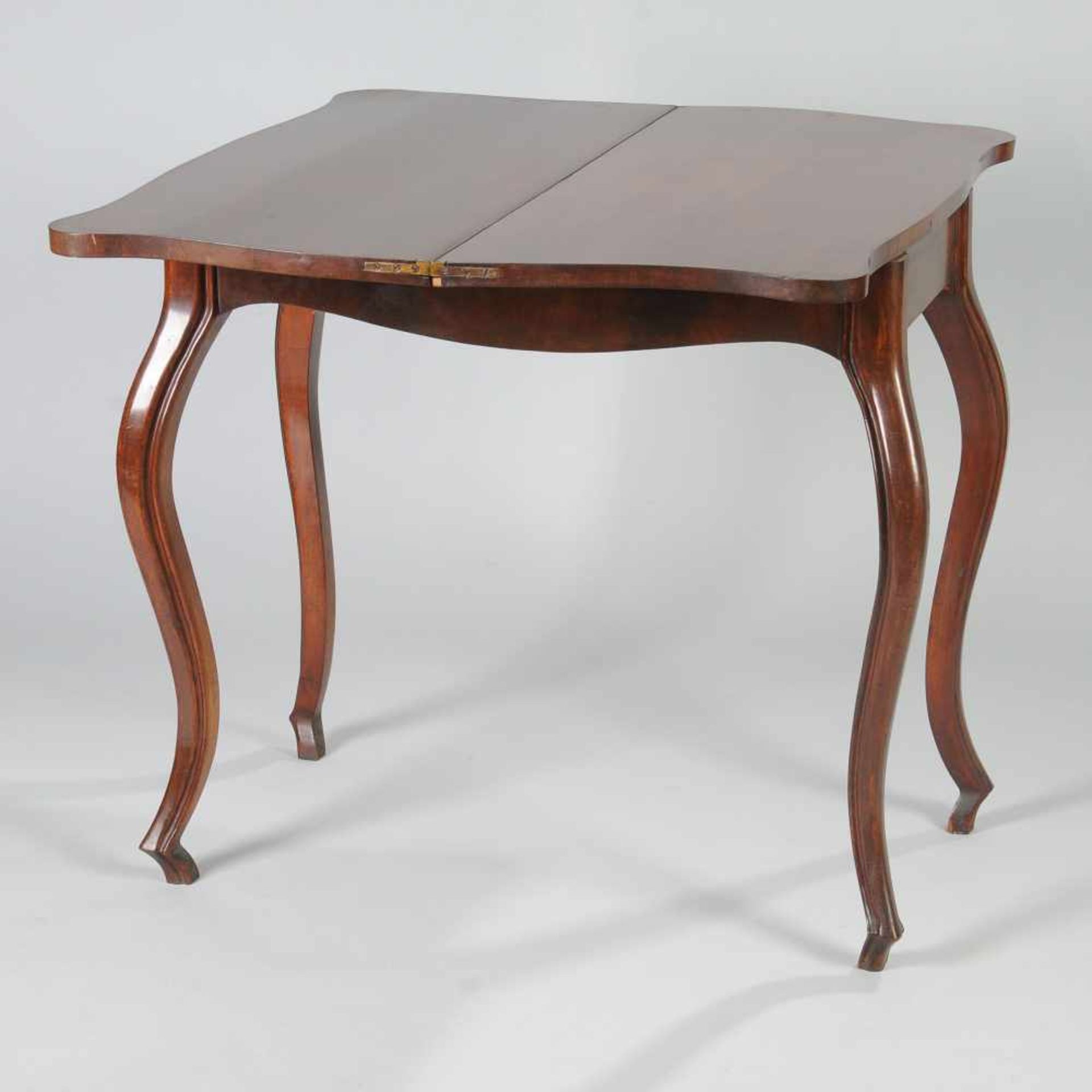 Louis-Philippe-Spieltisch Mahagoni, schlanke geschweifte Beine, Zarge mit Kasten, dreh- und - Bild 5 aus 5