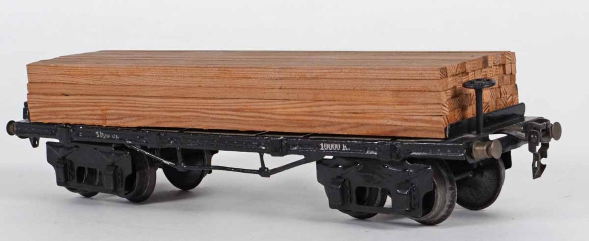 Güterwagen Hersteller: Märklin, Spur 1, Doppelachser mit Langholzladung, gute Erhaltung, L ca. 31, - Bild 3 aus 3
