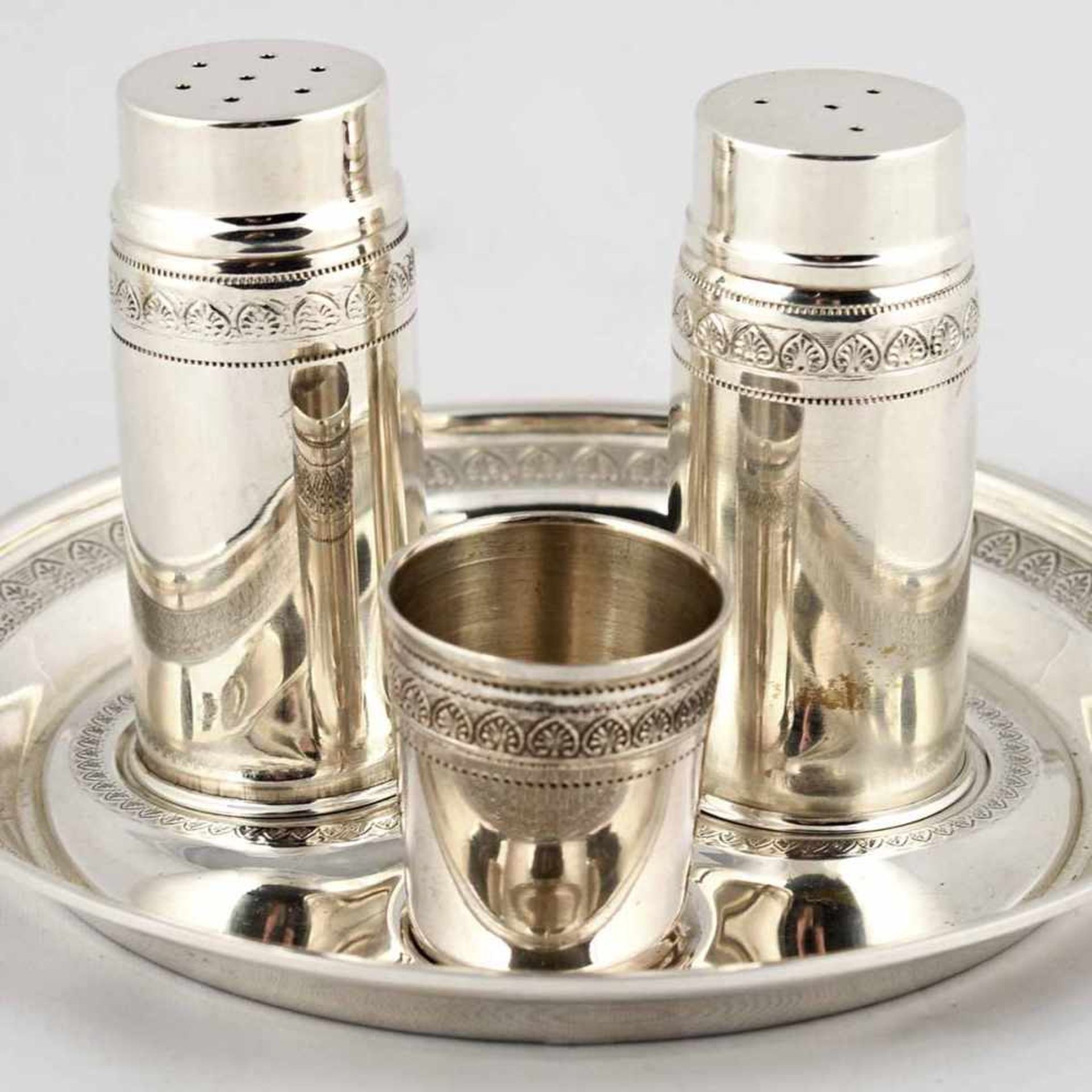 Gewürzmenage Silber 925, Hersteller: Gebrüder Deyhle, Schwäbisch Gmünd, bestehend aus: je 1 Salz-