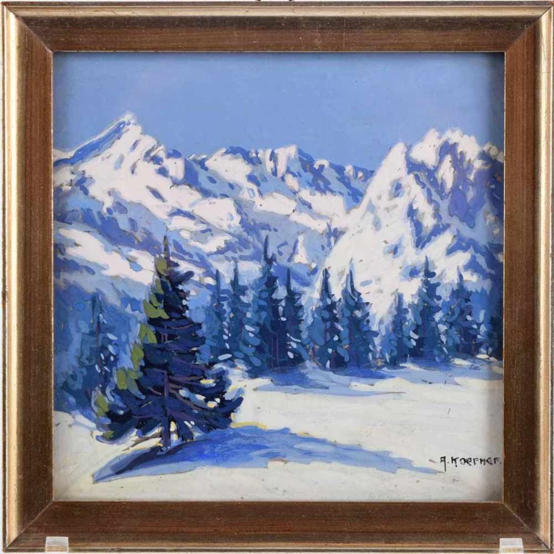 Koerner, A. Aquarell, zwei Winterlandschaften, rechts unten signiert, hinter Glas gerahmt, je ca. - Bild 4 aus 4