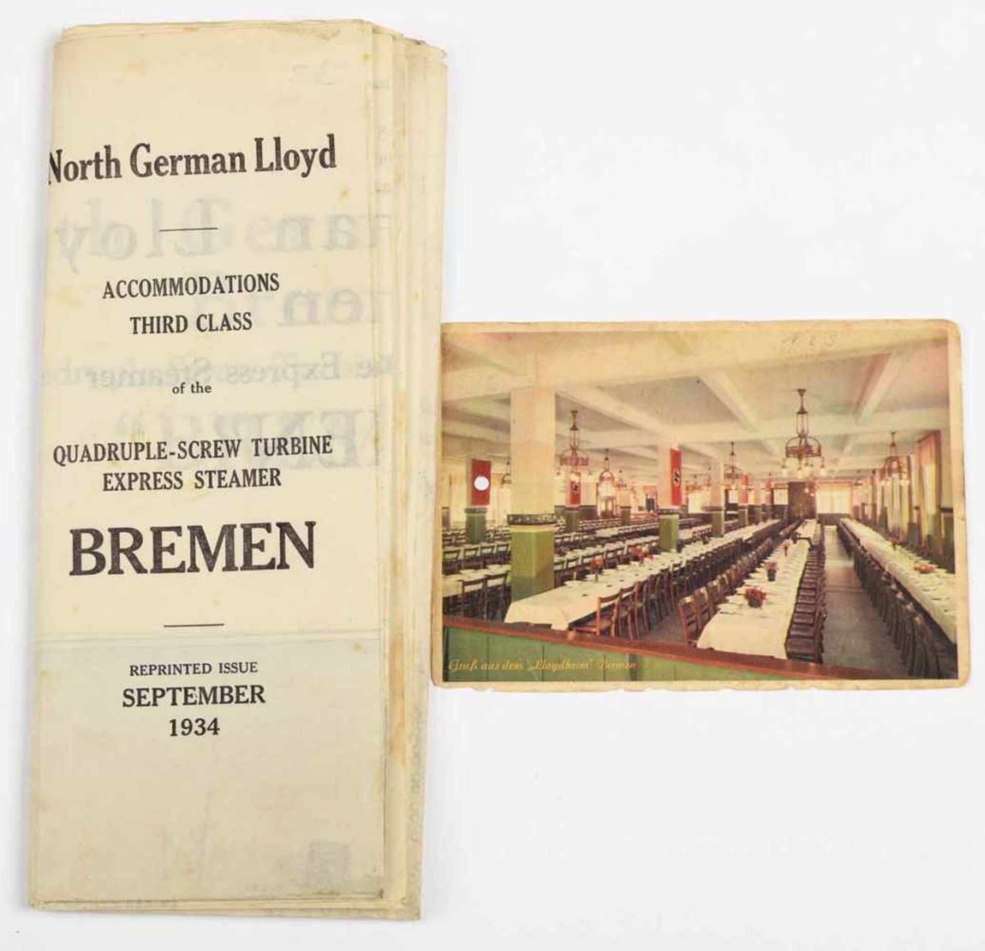 Lloyd-Deckplan und Karte 1 x Deckplan des Turbinen-Schnelldampfers Bremen, Reprint-Ausgabe (" - Bild 2 aus 3