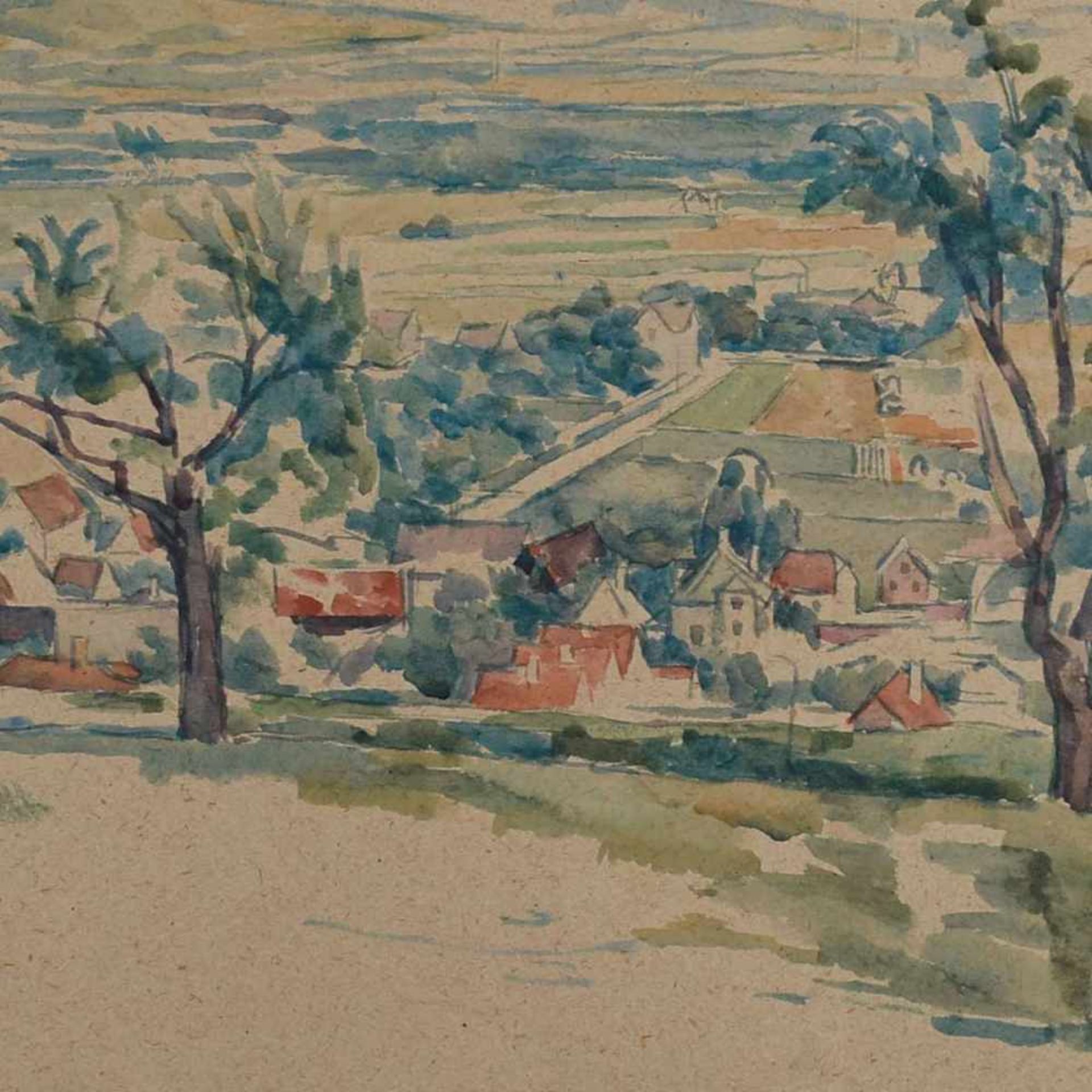 Schubert, Otto (1882 Dresden - 1970 Loschwitz) Aquarell, Blick von der Sängerhöhe auf Radebeul mit