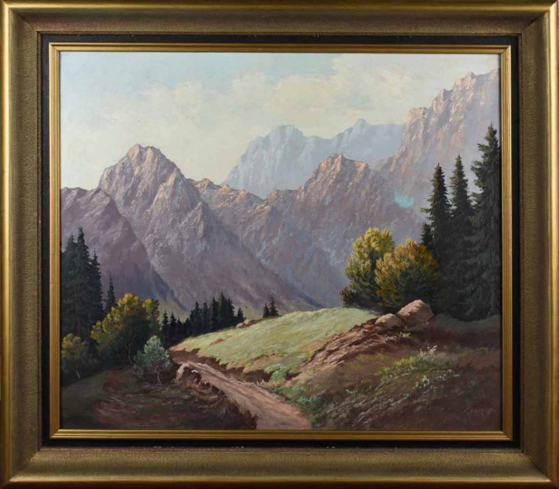 Seyert, Paul Öl/Hartfaser, Gebirgslandschaft, rechts unten signiert, gerahmt, ca. 84 x 115 cm, mit - Bild 3 aus 4