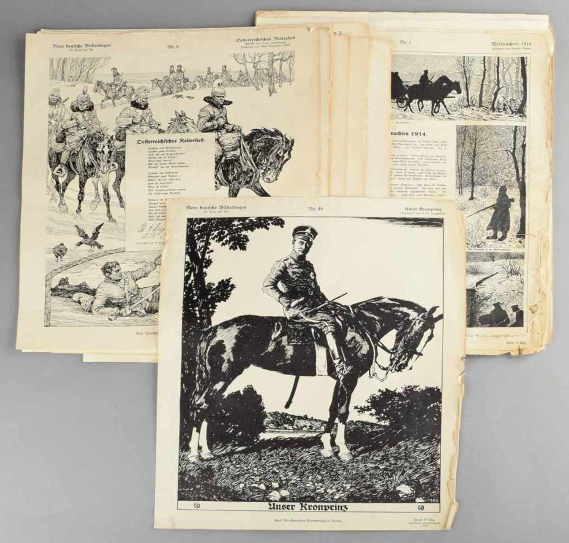 Kriegsflugblätter Erster Weltkrieg insg. ca. 33 Blätter aus der Reihe "Neue deutsche Bilderbögen für - Bild 2 aus 2