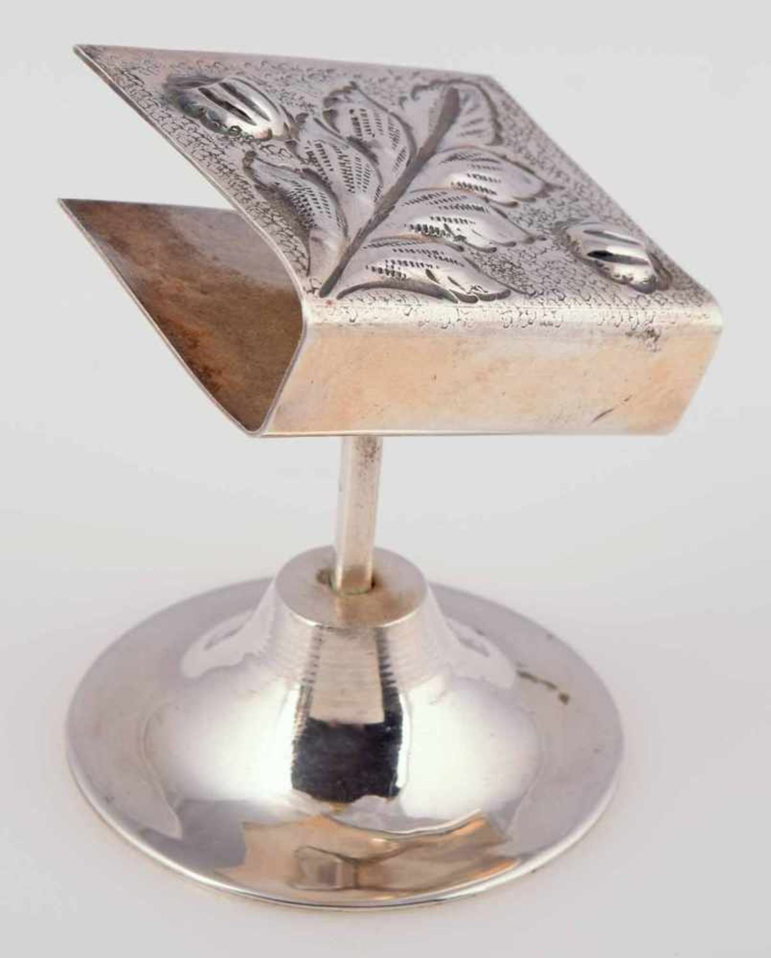 Ständer für Streichholzschachtel Silber 900, gemarkt "Kivircik", buchförmige Halterung mit - Image 3 of 3